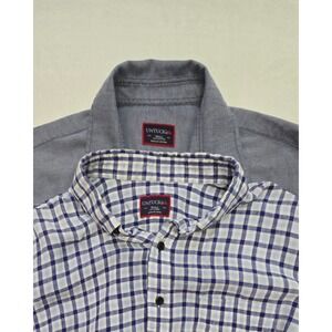 UNTUCKit Mens Button Down Shirt Lot: Small Checkered Plaid &‎ Gray Cotton